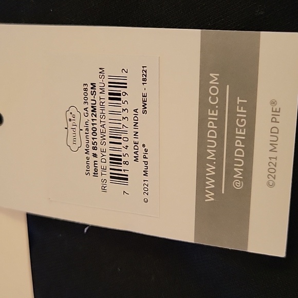 Mud Pie Iris Tie Dye Sweatshirt navy pink white 100% cotton sz Small/Medium …New - Picture 6 of 9